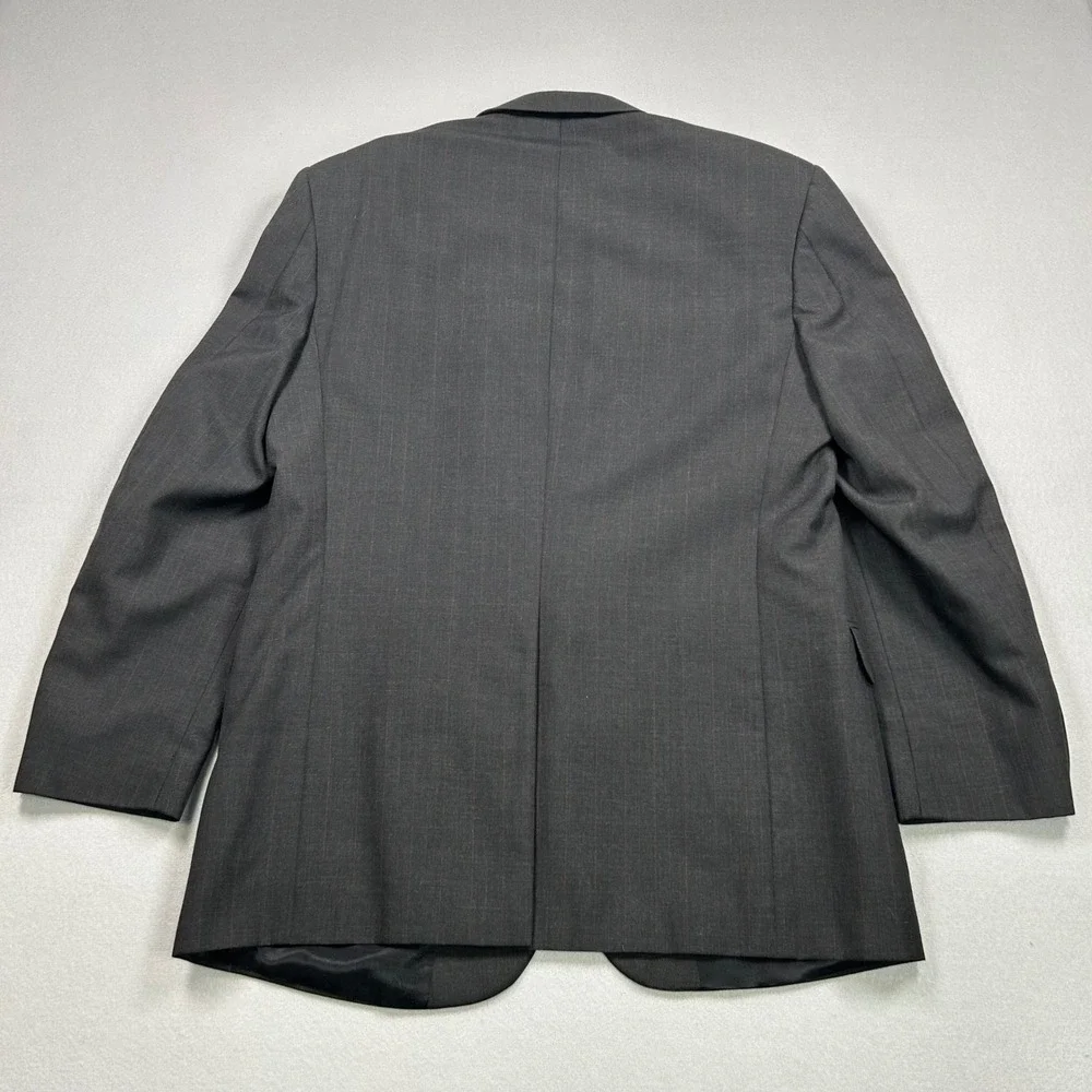 Kilburne‎ & Finch Mens 42L Blazer Charcoal Gray Pinstripe Wool Blend Suit Jacket